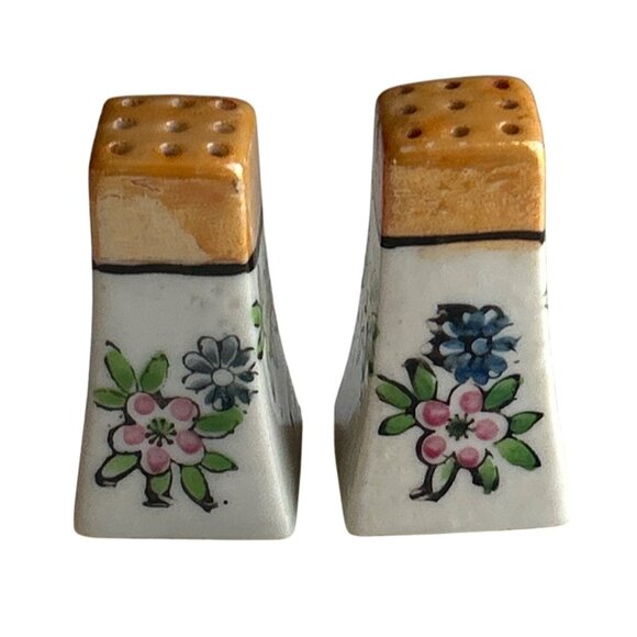 Vintage Mid Century Japanese Lusterware Mini Salt & Pepper Shakers - Picture 3 of 6